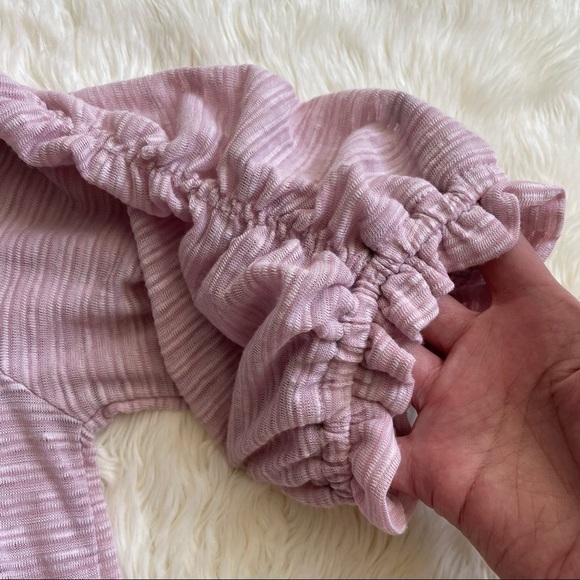 Free People Blouse Striped Top Cropped Pink M - Picture 5 of 13